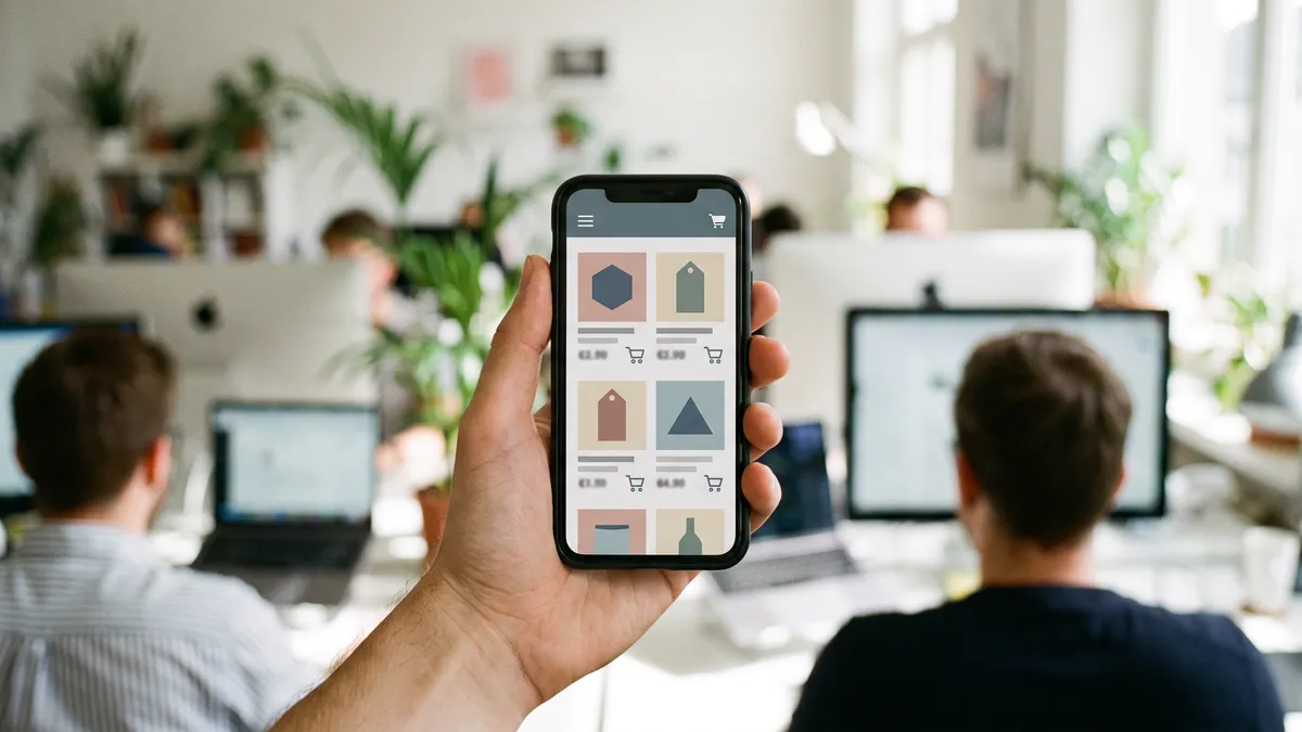 Illustration d'une boutique en ligne sur smartphone