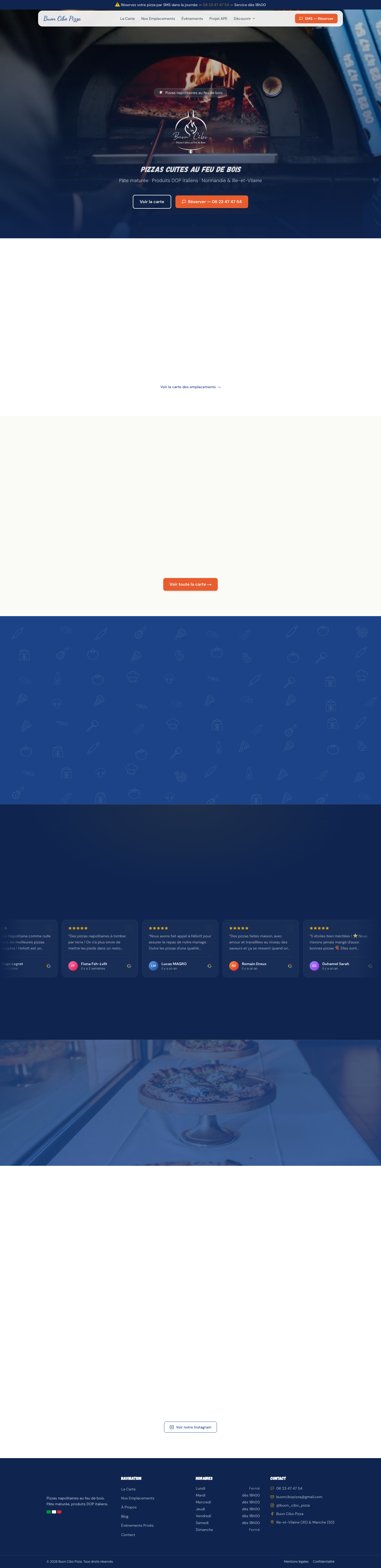 Screenshot site Buon Cibo Pizza