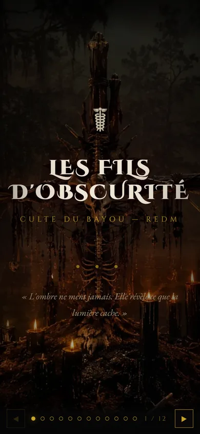 Version mobile de l'accueil du site Les Fils d'Obscurité