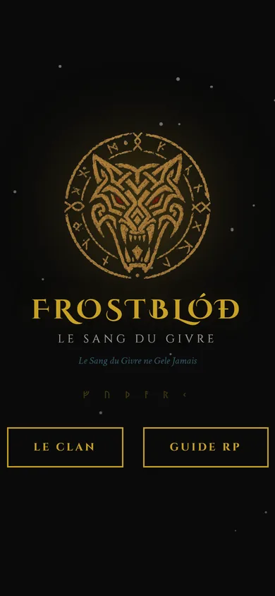 Version mobile de l'accueil du site FROSTBLÓÐ