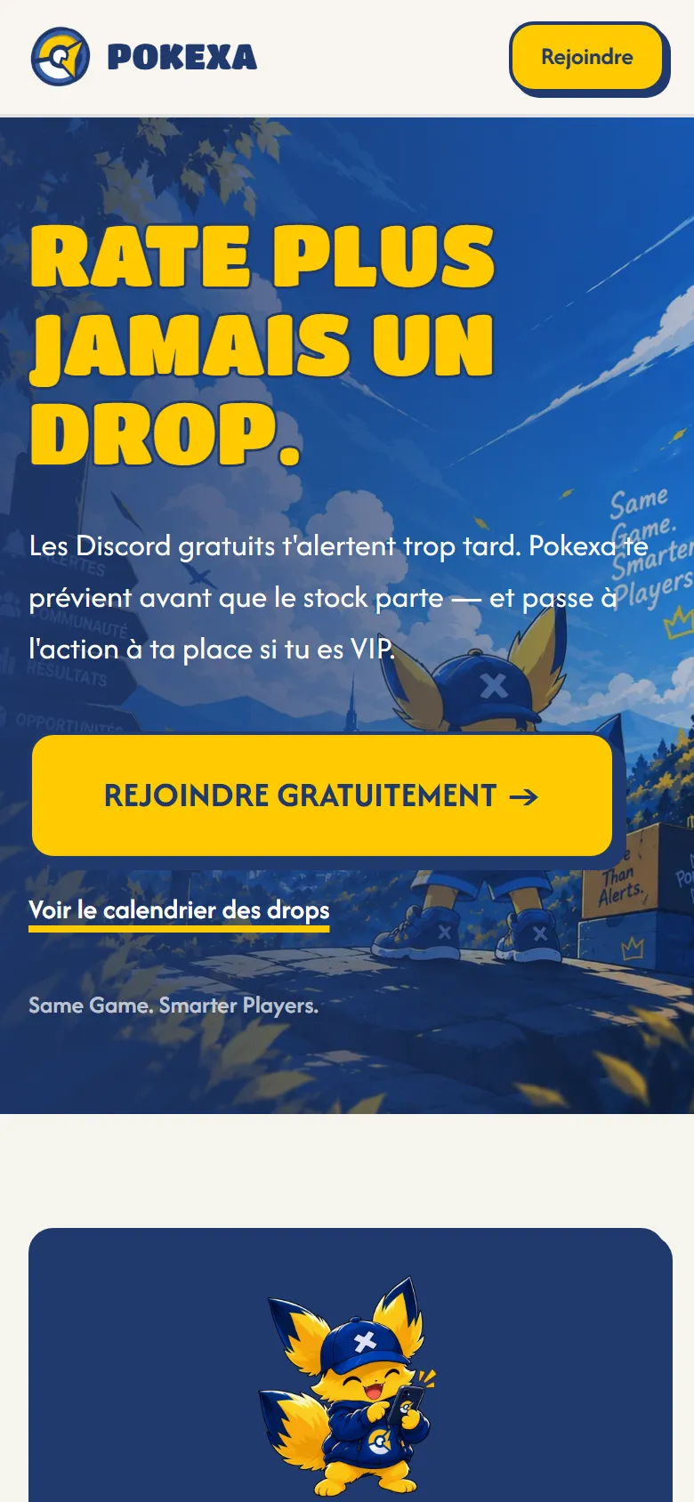 Version mobile de la landing Pokexa