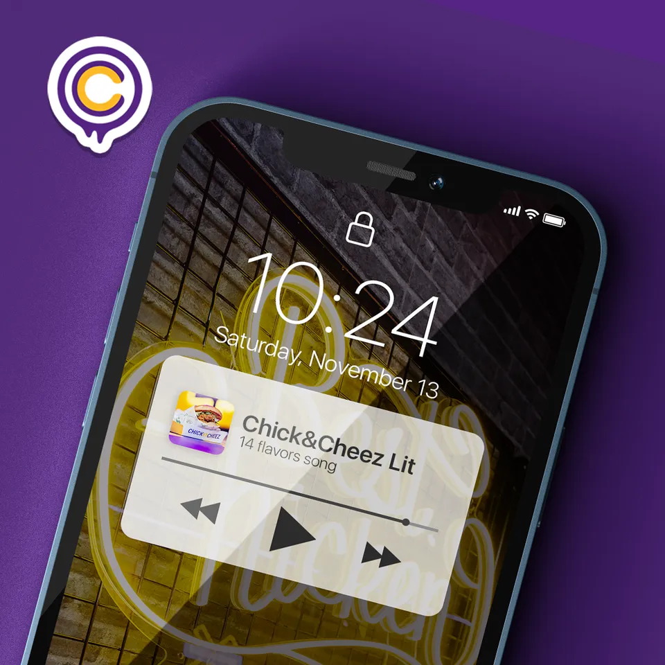 Faux écran verrouillé de téléphone annonçant un nouveau produit pour un snack