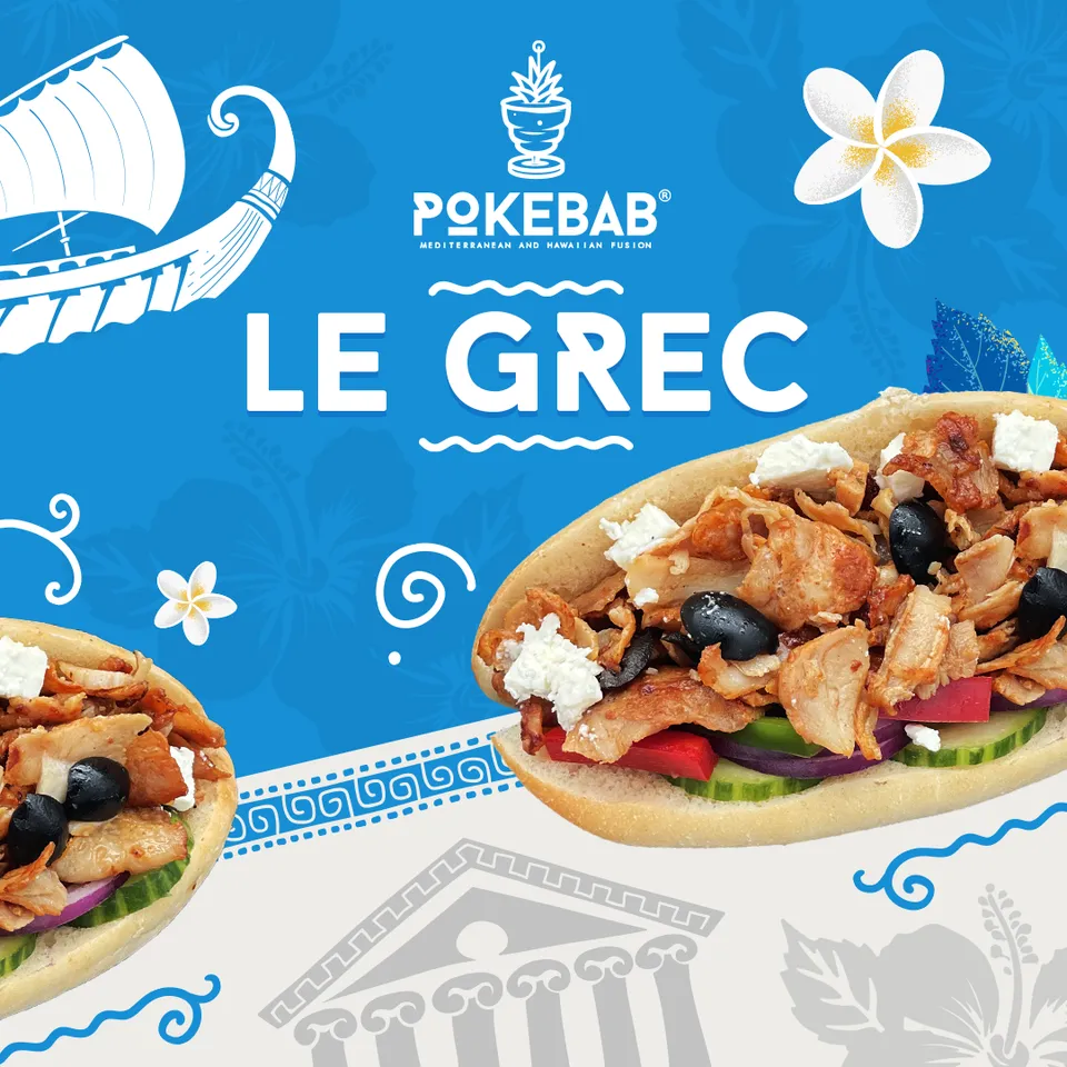 Visuel d'un sandwich grec pour un restaurant de cuisine méditerranéenne